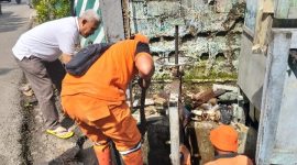 Lurah Kapuk, M. Arif Budiman, turun langsung meninjau kegiatan grebek bersih-bersih di tanggul timur RW 10, Kelurahan Kapuk, Kecamatan Cengkareng, Jakarta Barat,