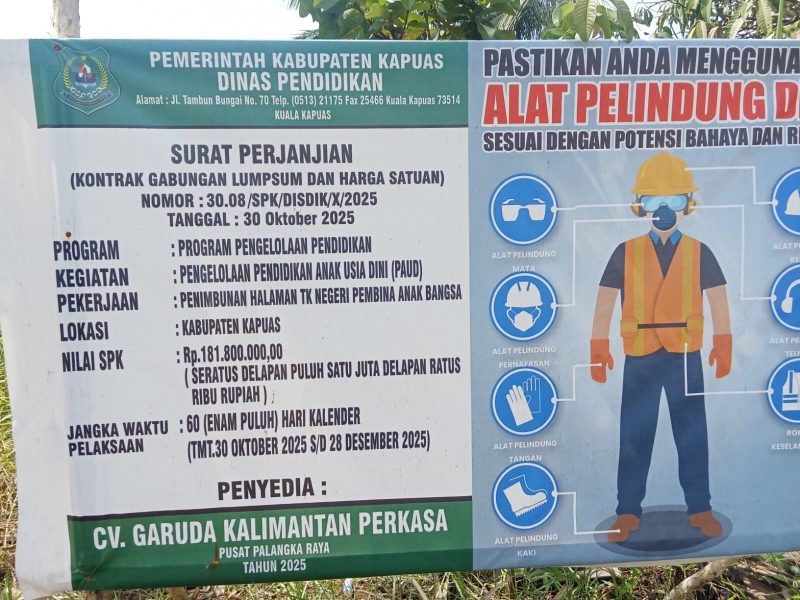Pekerjaan timbunan halaman TK Negeri Tunas Bangsa di Kelurahan Pulau Kupang
