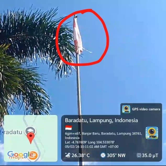 UPTD SMP Negeri 3 Baradatu, Kecamatan Baradatu, Kabupaten Way Kanan, Provinsi Lampung, diduga mengabaikan ketentuan pengibaran Bendera Merah Putih