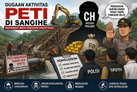 Ilustrasi dugaan aktivitas Pertambangan Tanpa Izin (PETI) yang kembali menjadi sorotan publik di Kabupaten Kepulauan Sangihe. Sejumlah pihak meminta aparat penegak hukum melakukan penyelidikan dan penindakan tegas terhadap aktivitas pertambangan ilegal yang berpotensi merusak lingkungan serta merugikan negara