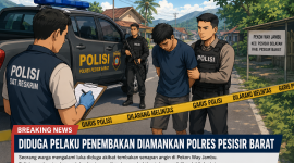 Petugas Polres Pesisir Barat melakukan penanganan dan penyelidikan terkait dugaan kasus penembakan yang mengakibatkan seorang warga terluka di Pekon Way Jambu, Kecamatan Pesisir Selatan, Minggu (7/6/2026).