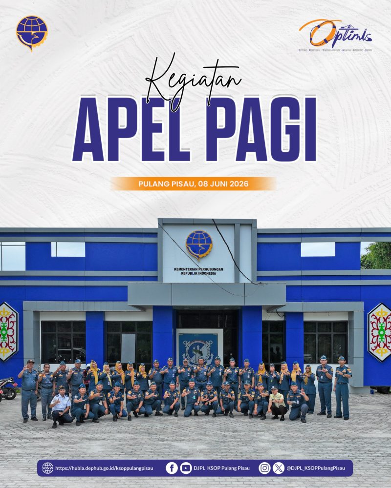 ASN dan PPPK KSOP Kelas IV Pulang Pisau berfoto bersama usai Apel Pagi Gabungan di halaman kantor KSOP, Senin (8/6/2026). Kegiatan yang dirangkaikan dengan penyaluran bantuan sosial tersebut menjadi sarana penguatan nilai integritas, loyalitas, tanggung jawab, serta kepedulian sosial dalam mendukung pelayanan publik.