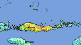 Foto : Peta Guncangan Gempa Bumi Mag:7.7 (30 km TimurLaut MBAY-NAGEKEO-NTT). (BMKG)