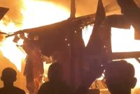 Tangkapan layar video warga memperlihatkan Kebakaran Pasar Sore BCI Cengkareng