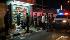 Petugas bersama warga saat berada di sekitar toko yang diduga menjual minuman keras di Jalan Husen Sastranegara, kawasan perbatasan Kalideres dan Benda, Kota Tangerang. Warga berharap penertiban dan penanganan terhadap aktivitas tersebut dilakukan sesuai ketentuan yang berlaku.