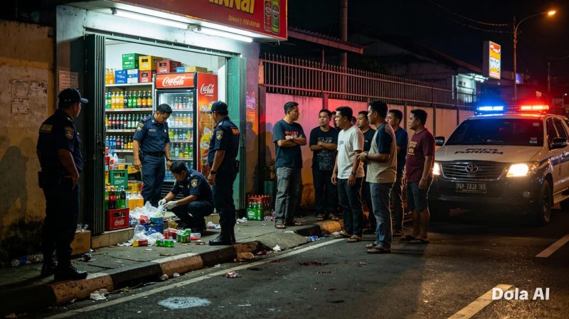 Petugas bersama warga saat berada di sekitar toko yang diduga menjual minuman keras di Jalan Husen Sastranegara, kawasan perbatasan Kalideres dan Benda, Kota Tangerang. Warga berharap penertiban dan penanganan terhadap aktivitas tersebut dilakukan sesuai ketentuan yang berlaku.