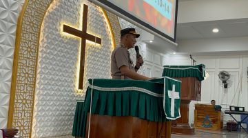 Kapolres Dharmasraya Pimpin Pengamanan Ibadah Minggu Kasih di Gereja HKBP Sungai Rumbai