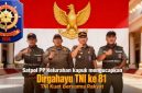Satuan Polisi Pamong Praja (Satpol PP) Kelurahan Kapuk, Kecamatan Cengkareng, Jakarta Barat, menyampaikan ucapan selamat Hari Ulang Tahun (HUT) ke-81 Tentara Nasional Indonesia (TNI).
